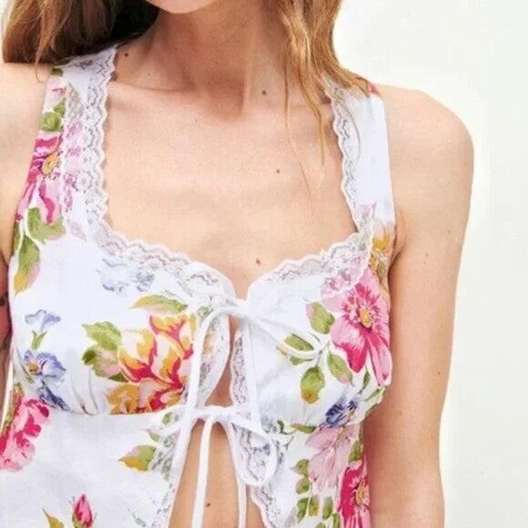 Reformation Rosalie Linen Tank Top Giverny Floral - 6 - Picture 3 of 7